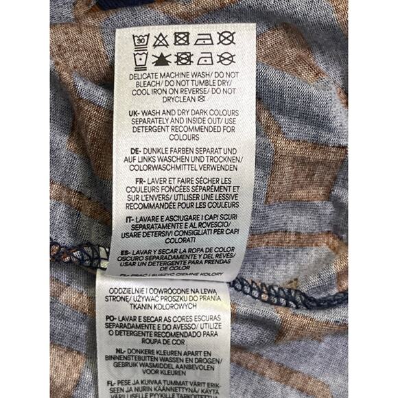 Boden Geometric Print Long Sleeve Midi Dress Blue Rust US 6R Pockets NWT - Picture 10 of 10